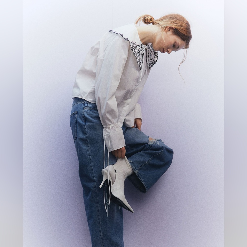 H&M Poplin Blouse with Eyelet Embroidery *sold out*